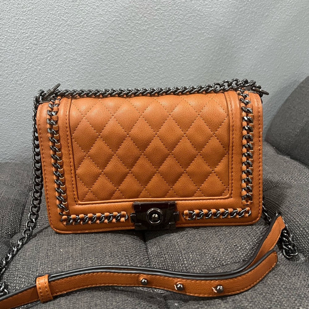 Quilted Brown Chain Purse